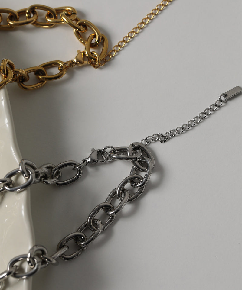 金属アレルギー対応 ボリュームアズキチェーンネックレス サージカルステンレス