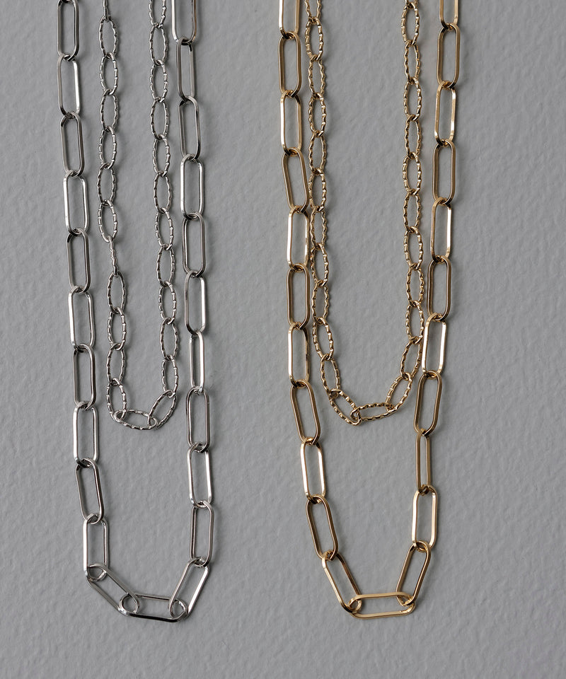 金属アレルギー対応 デザインアズキチェーン2連ネックレス サージカルステンレス