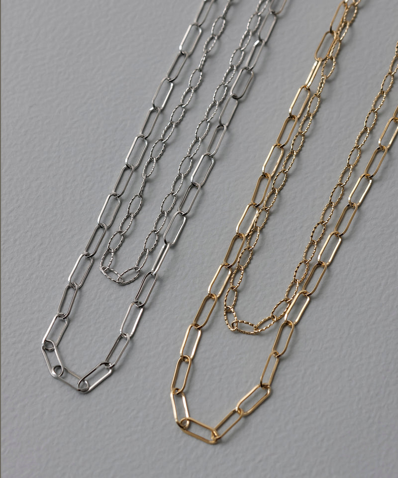 金属アレルギー対応 デザインアズキチェーン2連ネックレス サージカルステンレス