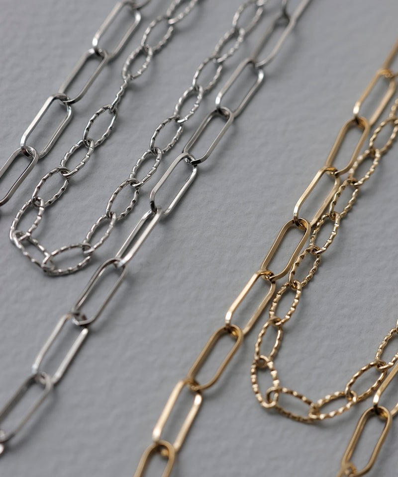 金属アレルギー対応 デザインアズキチェーン2連ネックレス サージカルステンレス