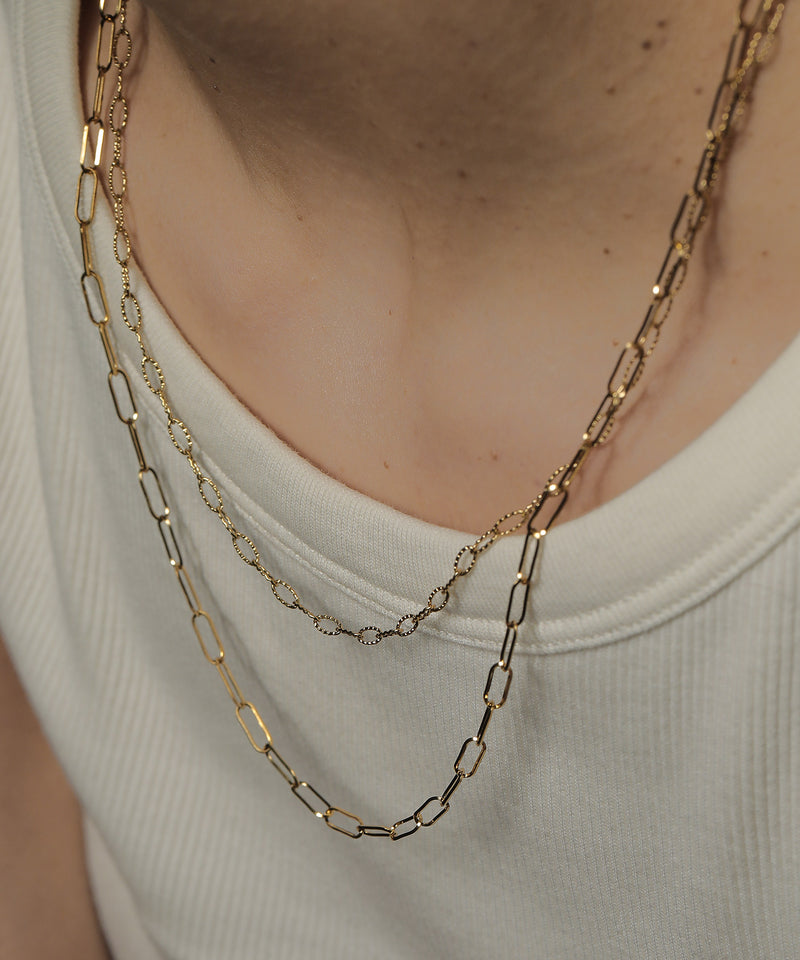 金属アレルギー対応 デザインアズキチェーン2連ネックレス サージカルステンレス