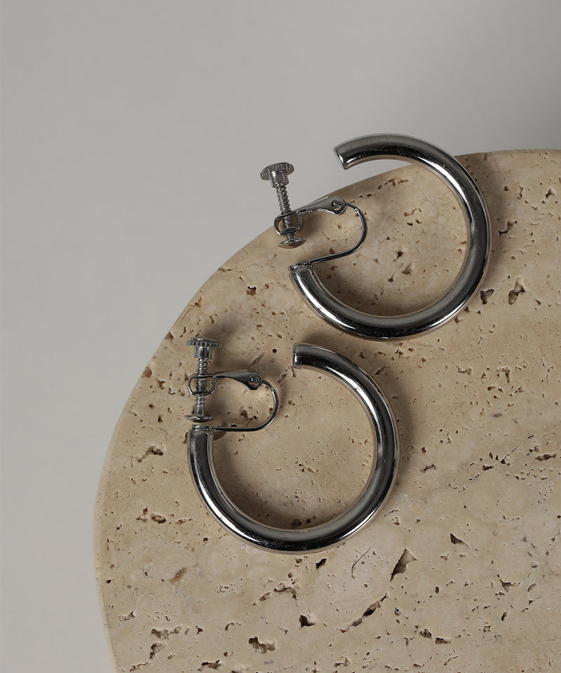 【ORLEAN】 シンプルボリュームフープイヤリング 3cm 4cm サージカルステンレス