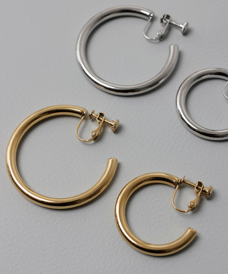 【ORLEAN】 シンプルボリュームフープイヤリング 3cm 4cm サージカルステンレス