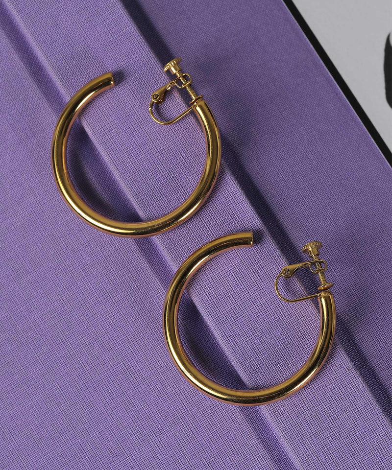 【ORLEAN】 シンプルボリュームフープイヤリング 3cm 4cm サージカルステンレス