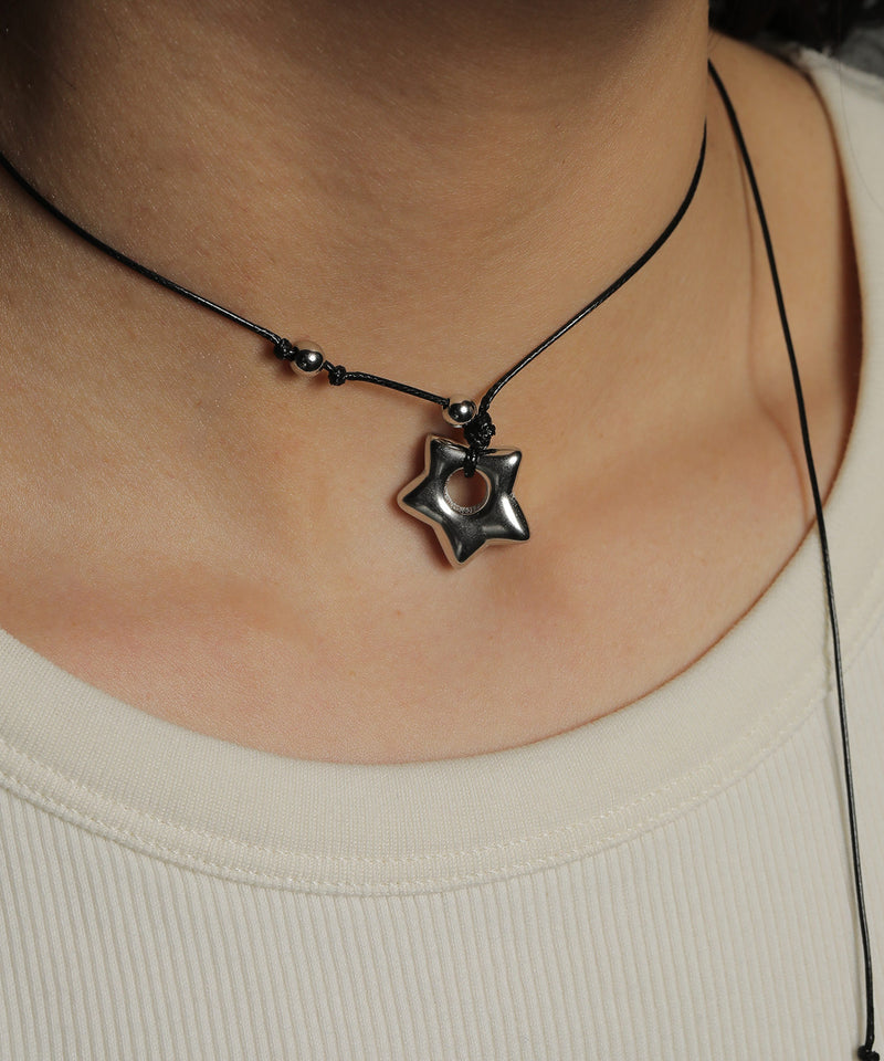 金属アレルギー対応 ハート スター モチーフコードチョーカー サージカルステンレス