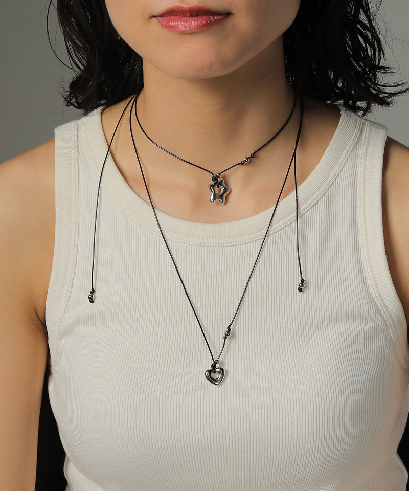 金属アレルギー対応 ハート スター モチーフコードチョーカー サージカルステンレス