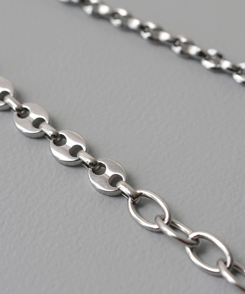 金属アレルギー対応 ミックスデザインチェーンネックレス サージカルステンレス