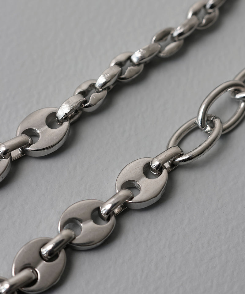 金属アレルギー対応 ミックスデザインチェーンネックレス サージカルステンレス