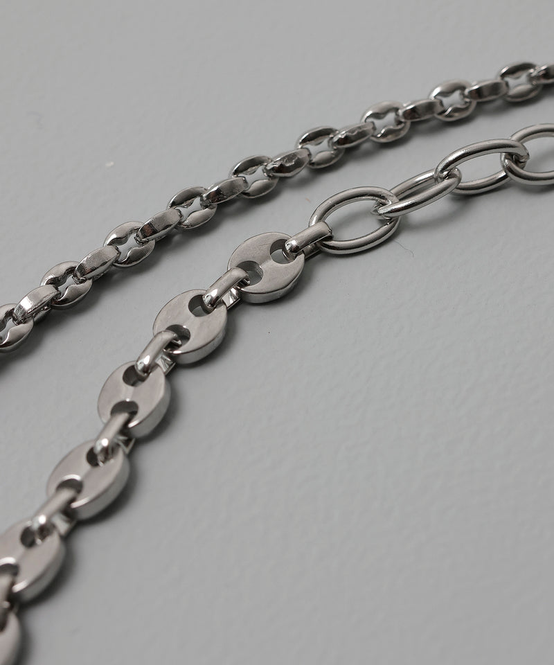 金属アレルギー対応 ミックスデザインチェーンネックレス サージカルステンレス