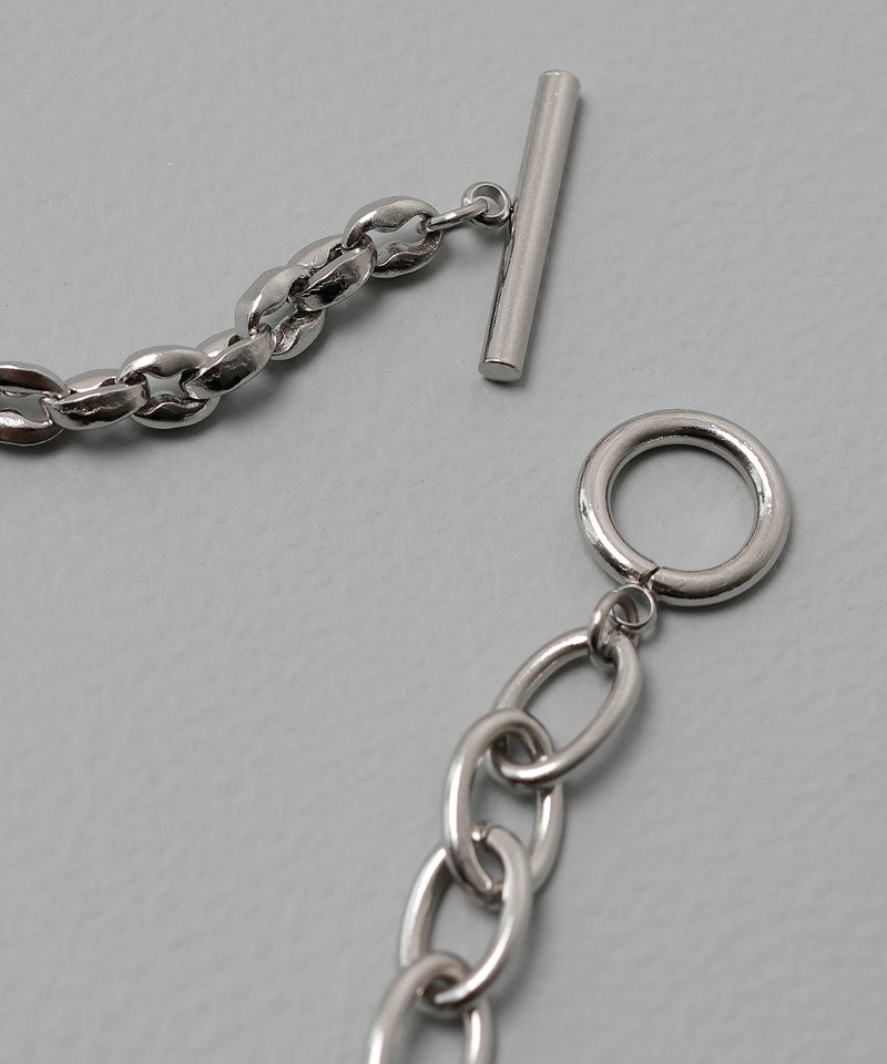 金属アレルギー対応 ミックスデザインチェーンネックレス サージカルステンレス