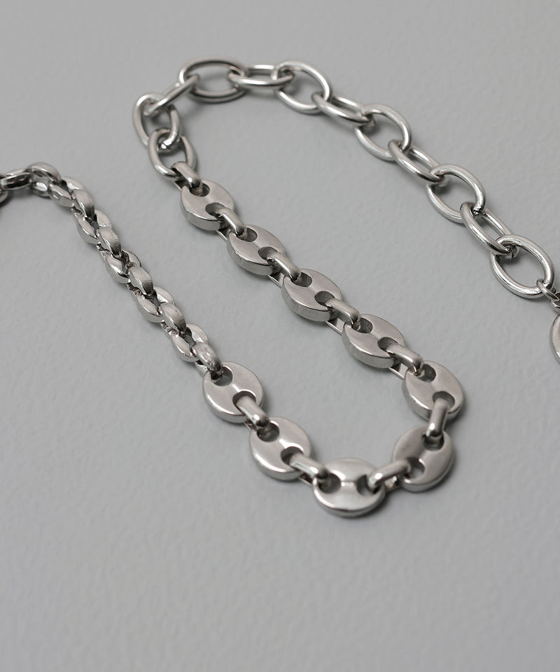 金属アレルギー対応 ミックスデザインチェーンネックレス サージカルステンレス