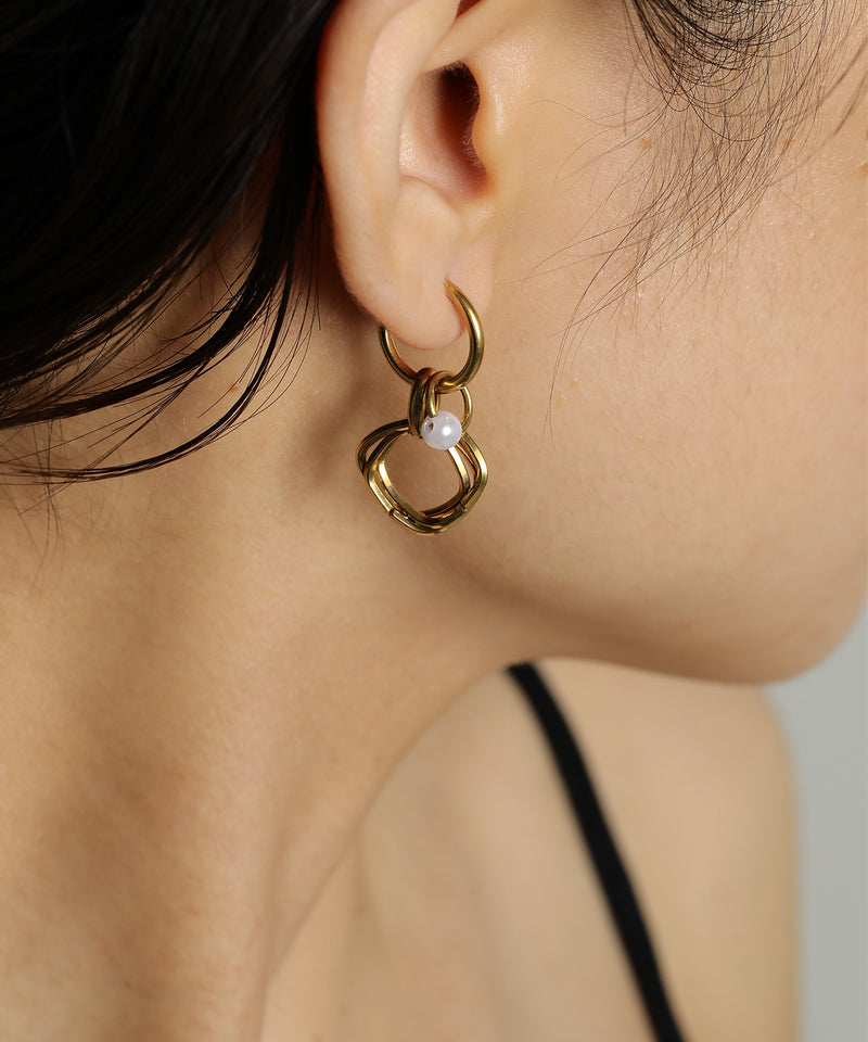 金属アレルギー対応 マルチフープイヤリング サージカルステンレス