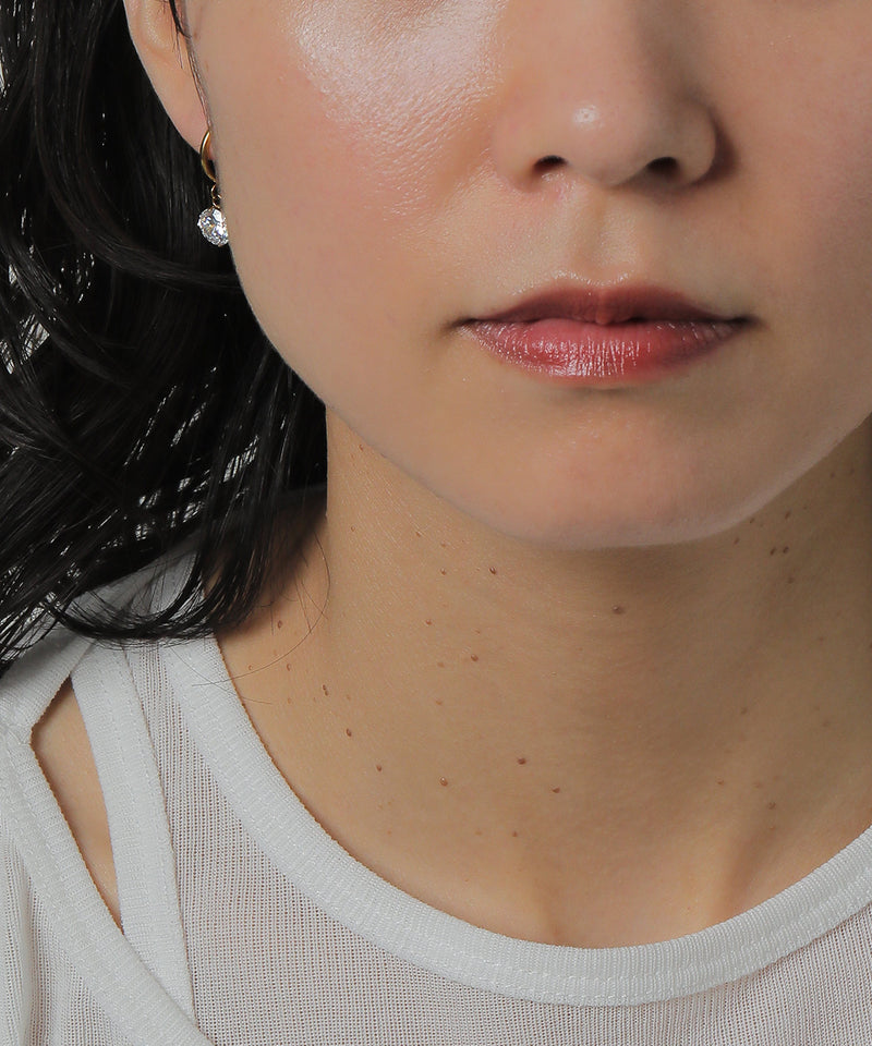 金属アレルギー対応 ストーンフープイヤリング サージカルステンレス