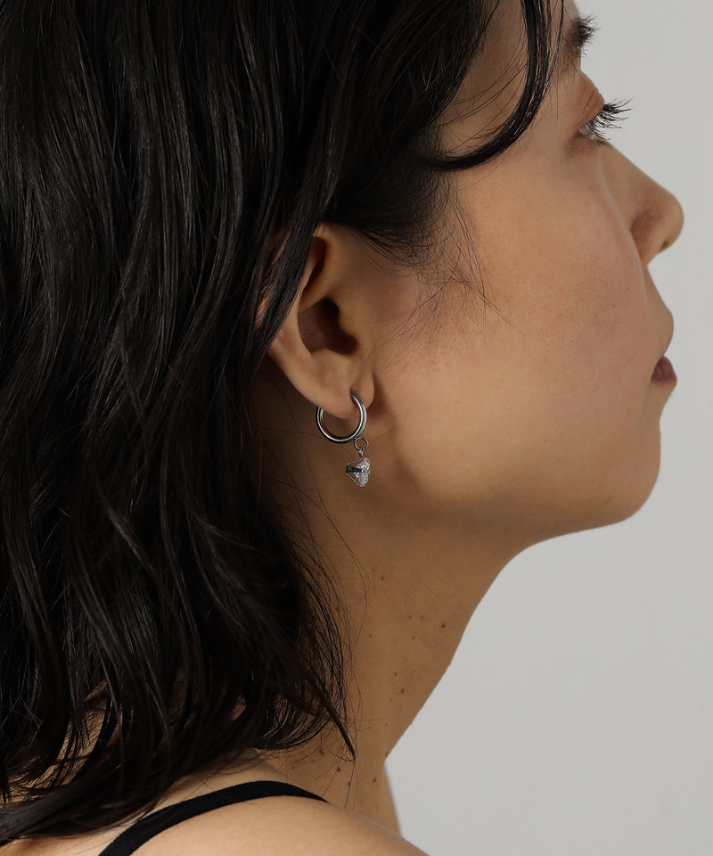 金属アレルギー対応 ストーンフープイヤリング サージカルステンレス