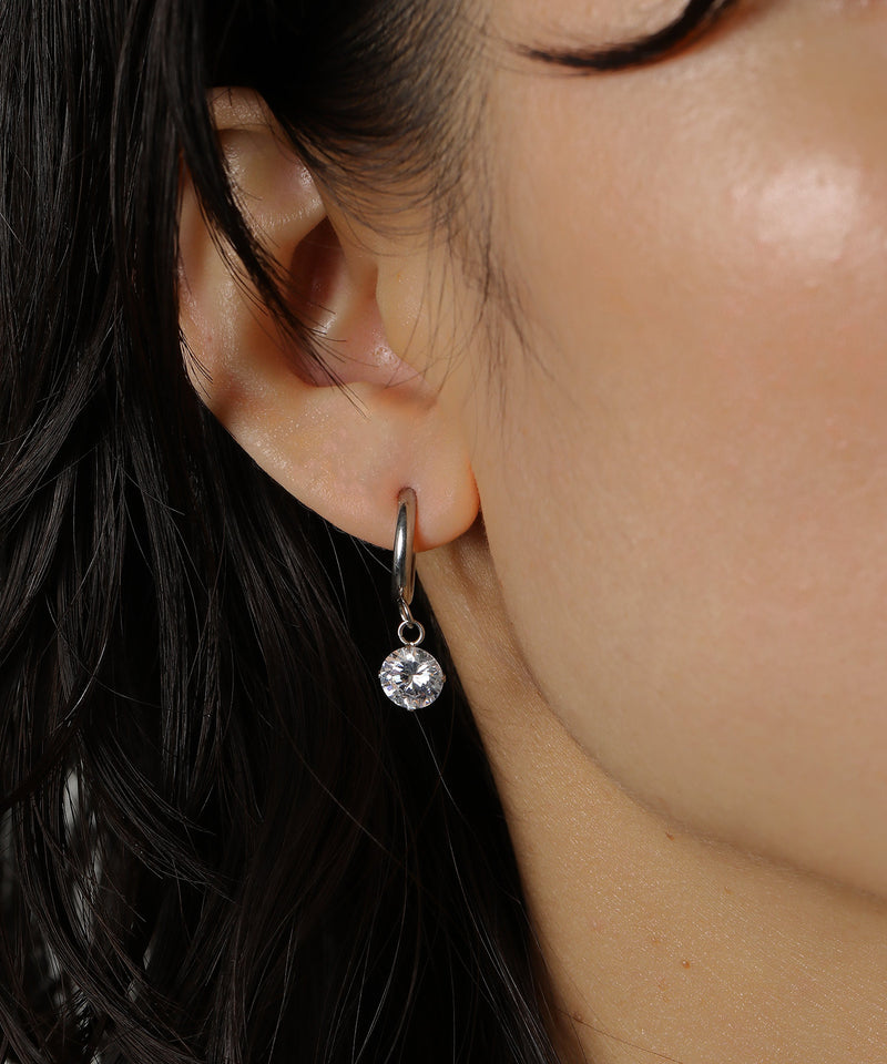 金属アレルギー対応 ストーンフープイヤリング サージカルステンレス