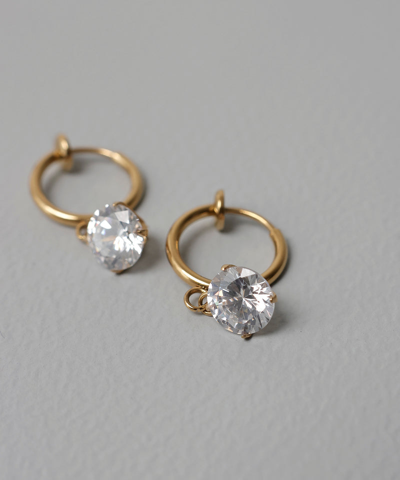 金属アレルギー対応 ストーンフープイヤリング サージカルステンレス