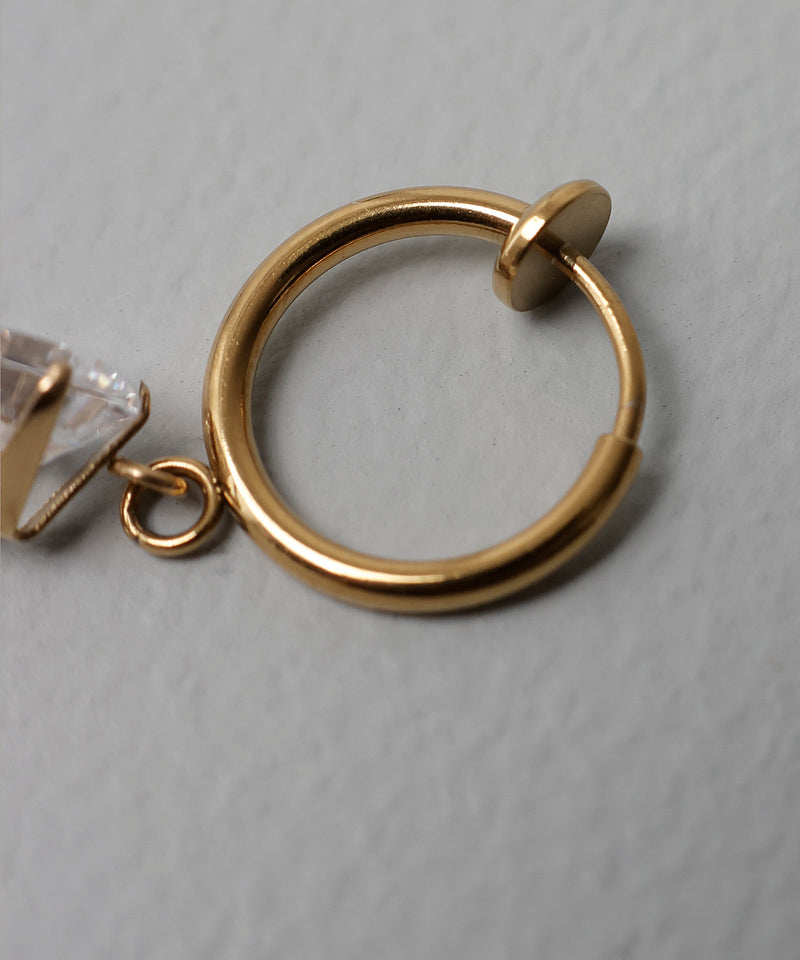 金属アレルギー対応 ストーンフープイヤリング サージカルステンレス