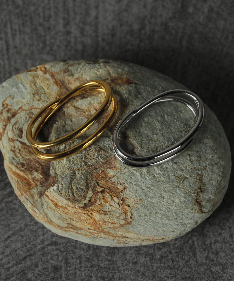 金属アレルギー対応 デザインダブルリング 2連リング サージカルステンレス