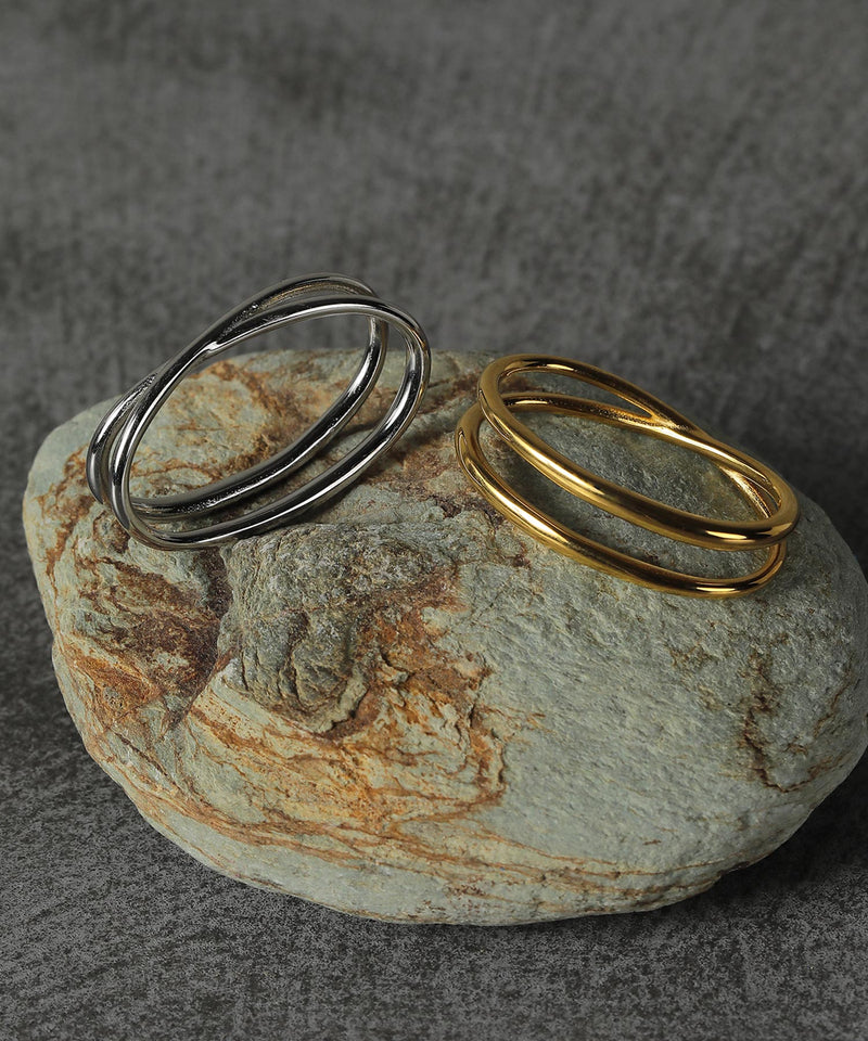 金属アレルギー対応 デザインダブルリング 2連リング サージカルステンレス