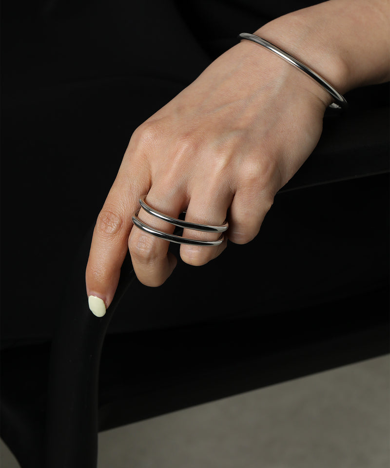 金属アレルギー対応 デザインダブルリング 2連リング サージカルステンレス