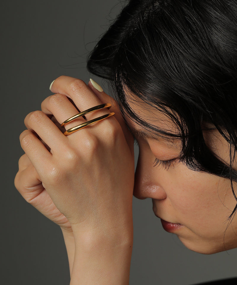 金属アレルギー対応 デザインダブルリング 2連リング サージカルステンレス