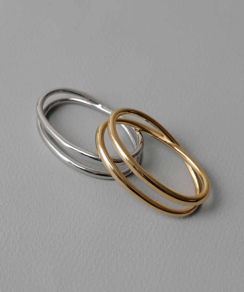 金属アレルギー対応 デザインダブルリング 2連リング サージカルステンレス
