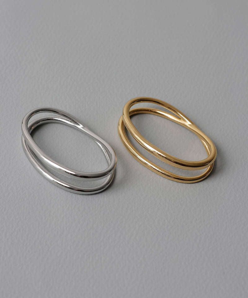 金属アレルギー対応 デザインダブルリング 2連リング サージカルステンレス