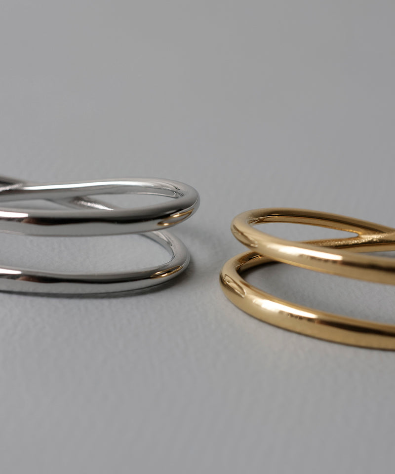 金属アレルギー対応 デザインダブルリング 2連リング サージカルステンレス