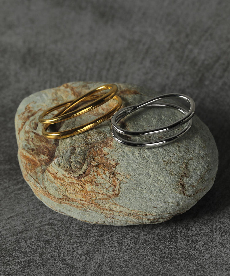 金属アレルギー対応 デザインダブルリング 2連リング サージカルステンレス