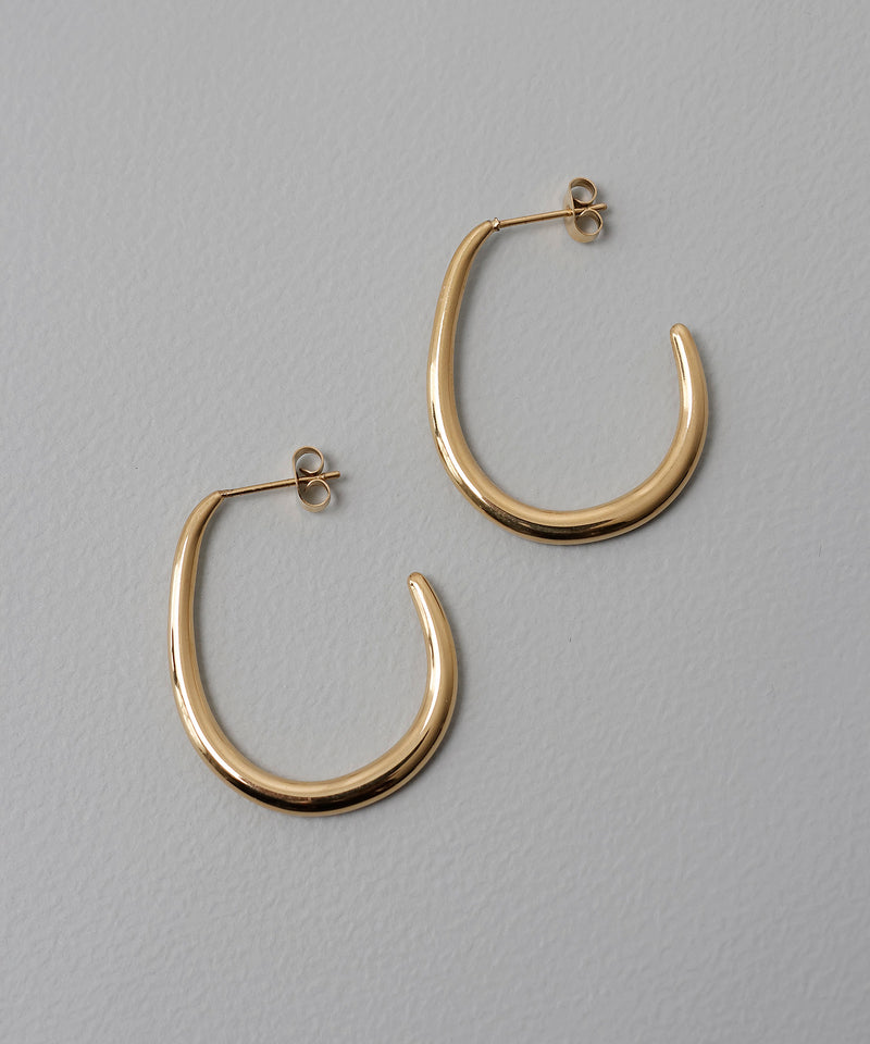 金属アレルギー対応 オーバルフープピアス サージカルステンレス