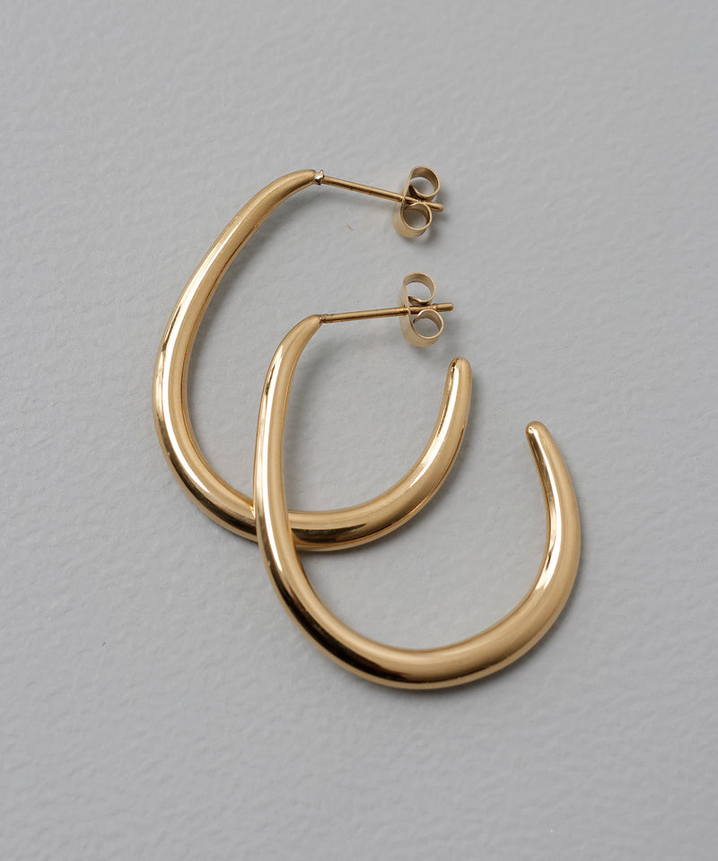 金属アレルギー対応 オーバルフープピアス サージカルステンレス