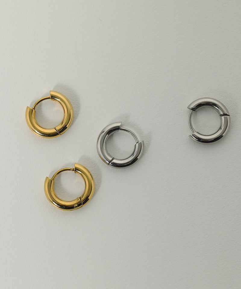 金属アレルギー対応 シンプルフープピアス 太さ3.0mm サージカルステンレス