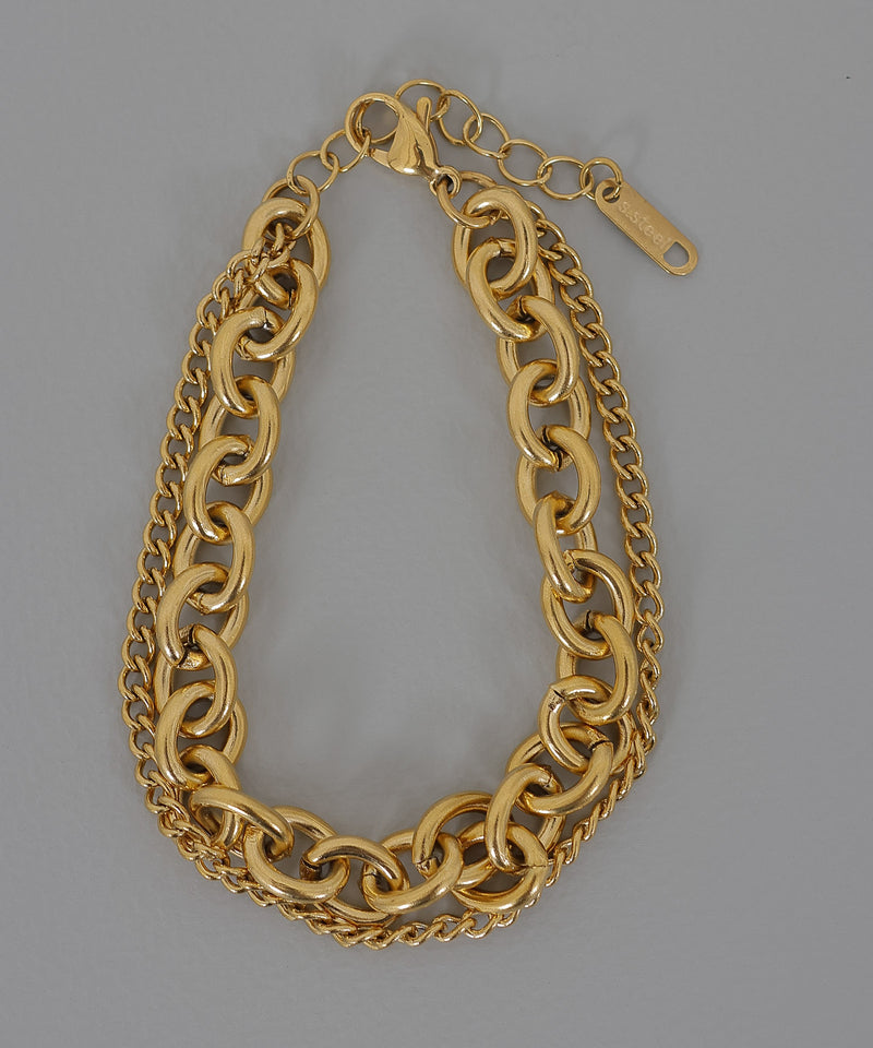 金属アレルギー対応 ロールチェーン 二連ブレスレット サージカルステンレス