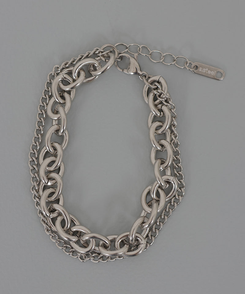 金属アレルギー対応 ロールチェーン 二連ブレスレット サージカルステンレス