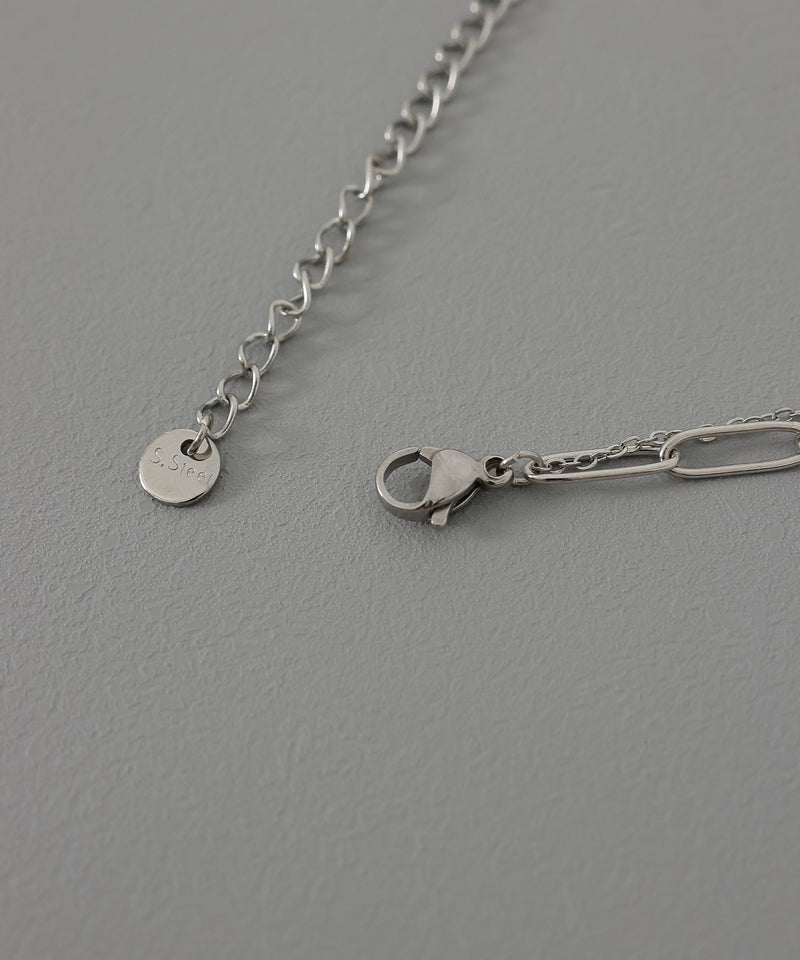 金属アレルギー対応 オーバルチェーン 二連ネックレス サージカルステンレス