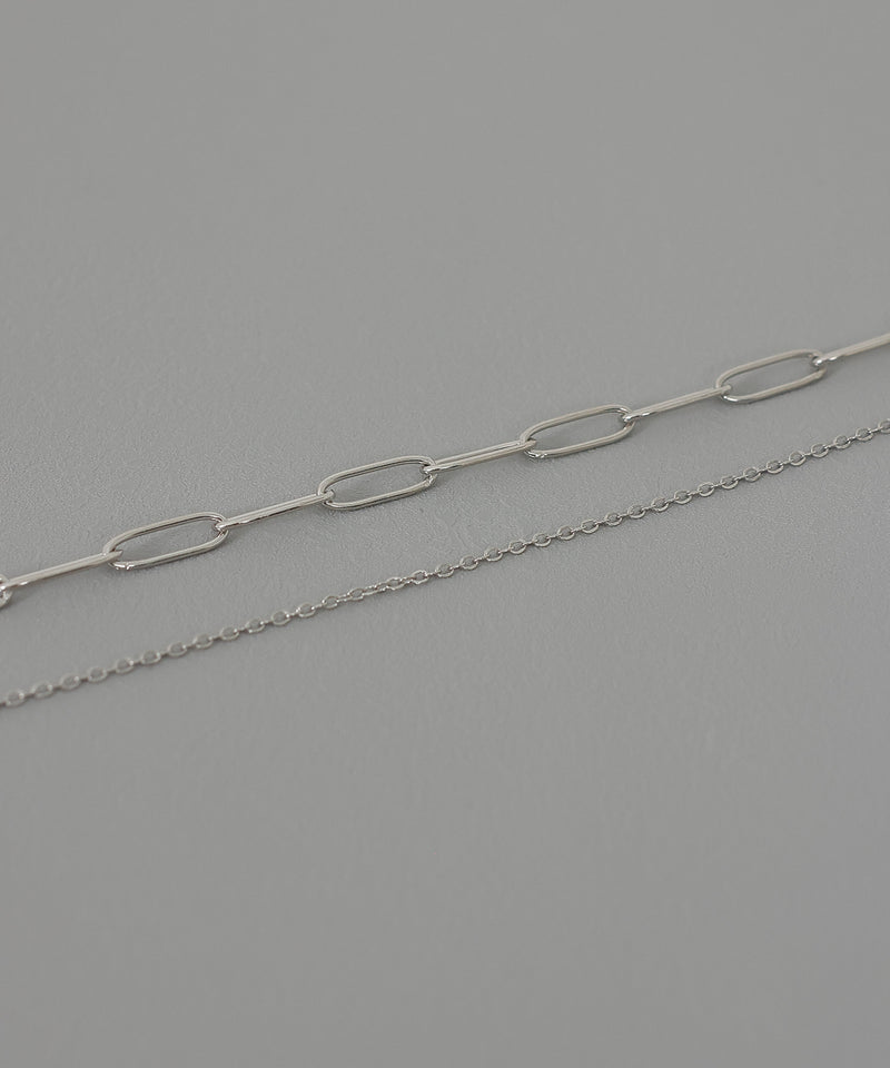 金属アレルギー対応 オーバルチェーン 二連ネックレス サージカルステンレス