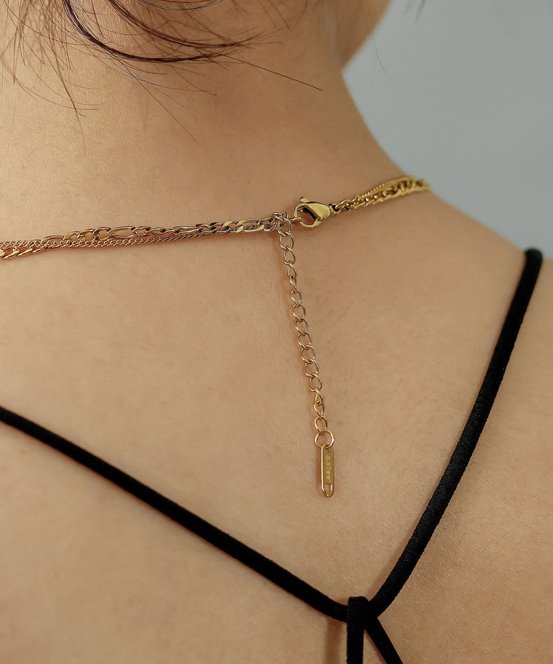 金属アレルギー対応 デザインチェーン 二連ネックレス サージカルステンレス