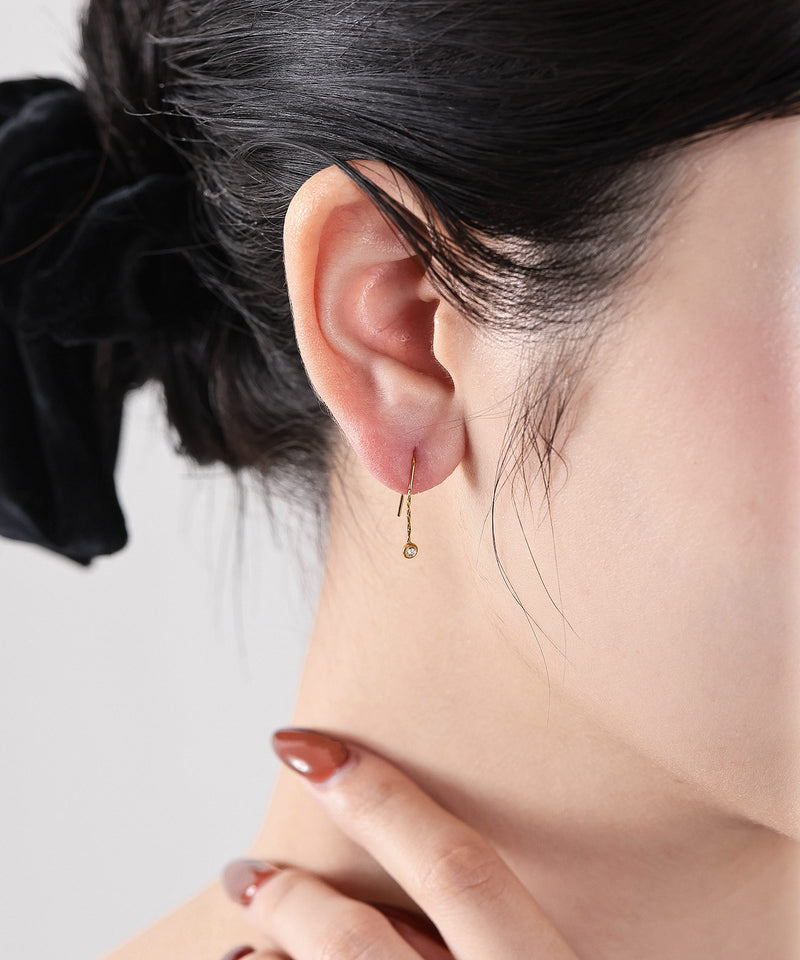 【ORLEAN】 ビジュードロップピアス　華奢デザイン サージカルステンレス