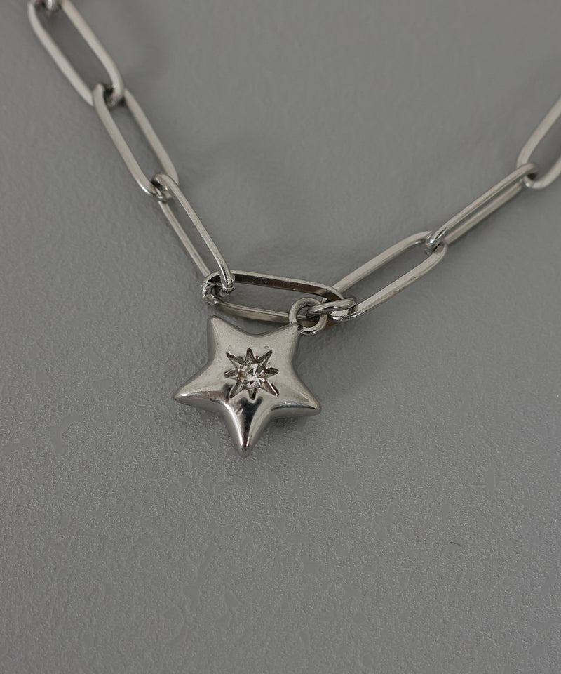 金属アレルギー対応 スター クロス デザインモチーフ レオンチェーンネックレス サージカルステンレス