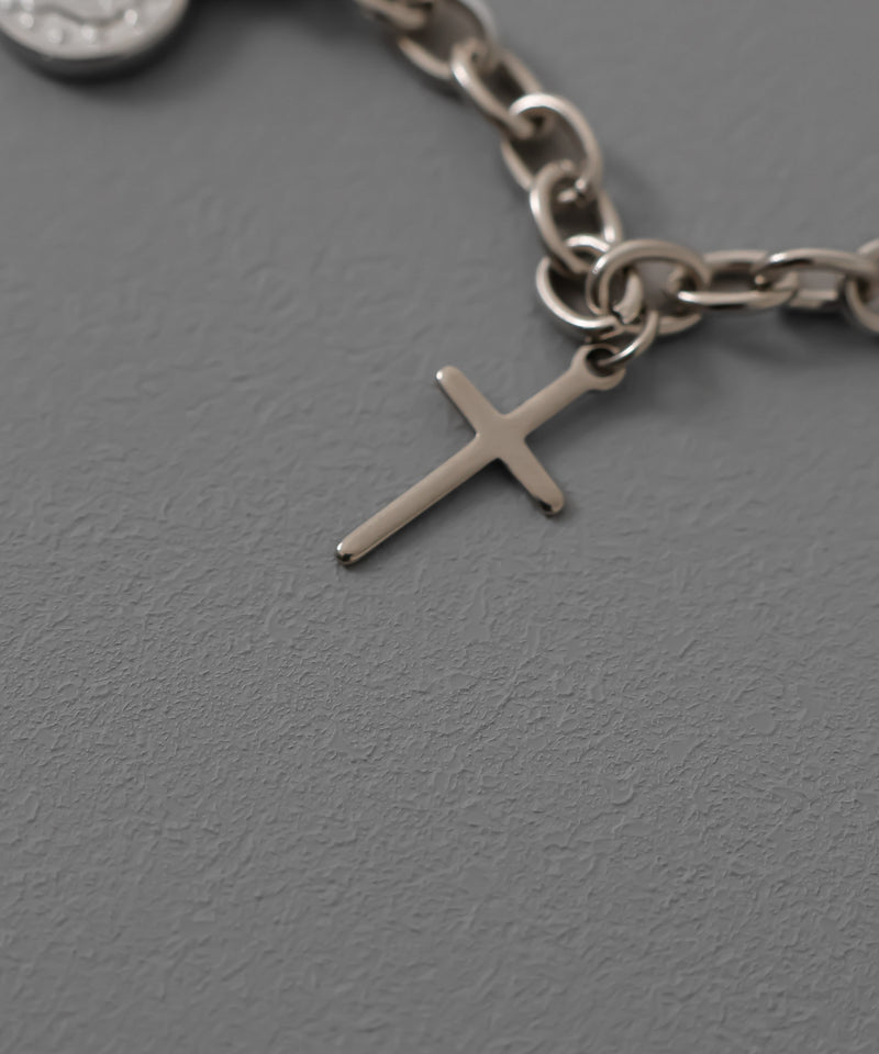 金属アレルギー対応 コイン クロスモチーフ Fケーブルチェーンネックレス サージカルステンレス