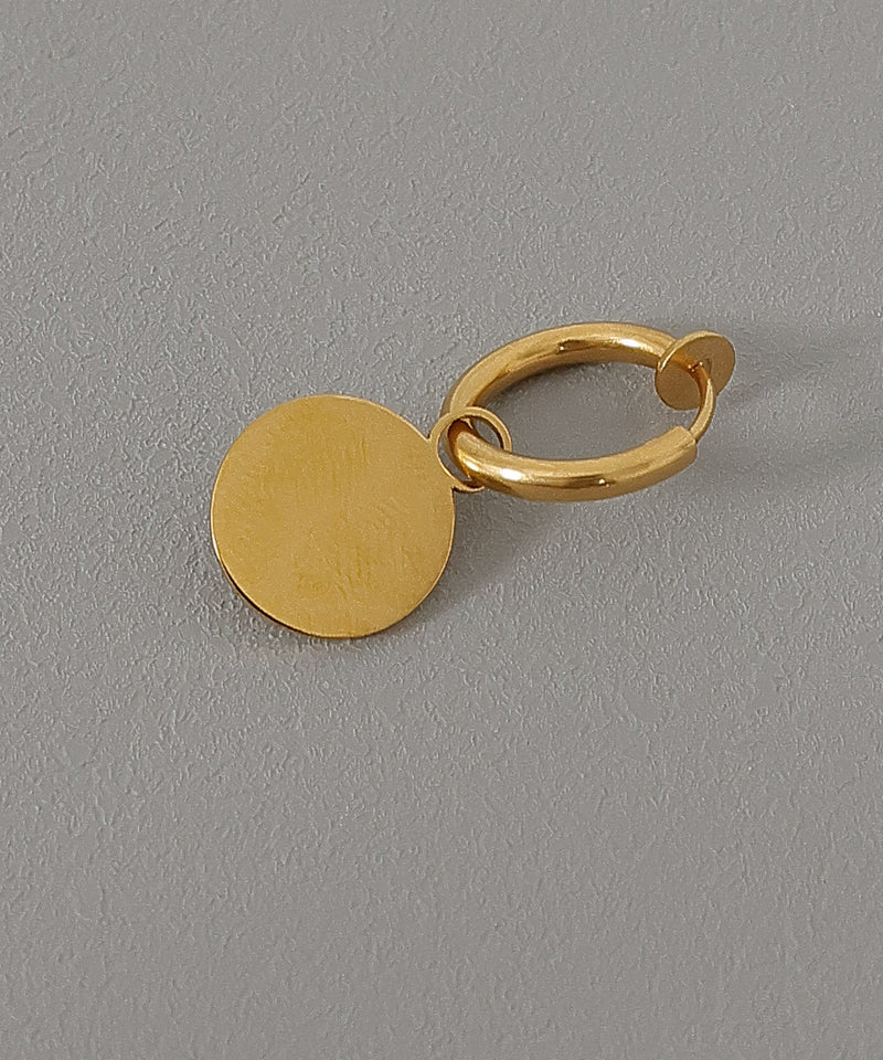 金属アレルギー対応 コインモチーフ フープイヤリング サージカルステンレス