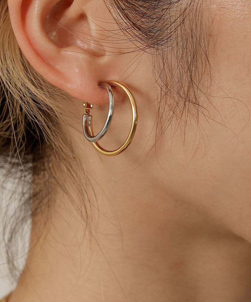 金属アレルギー対応 Wフープイヤリング サージカルステンレス