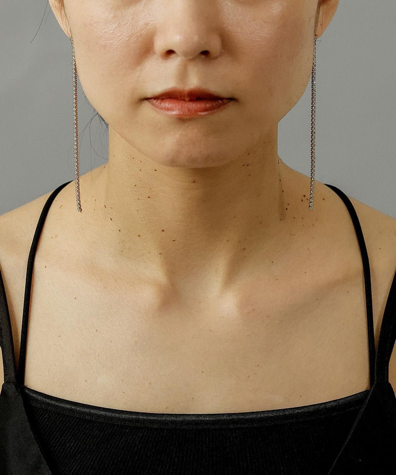 金属アレルギー対応 ビジュー チェーンピアス サージカルステンレス