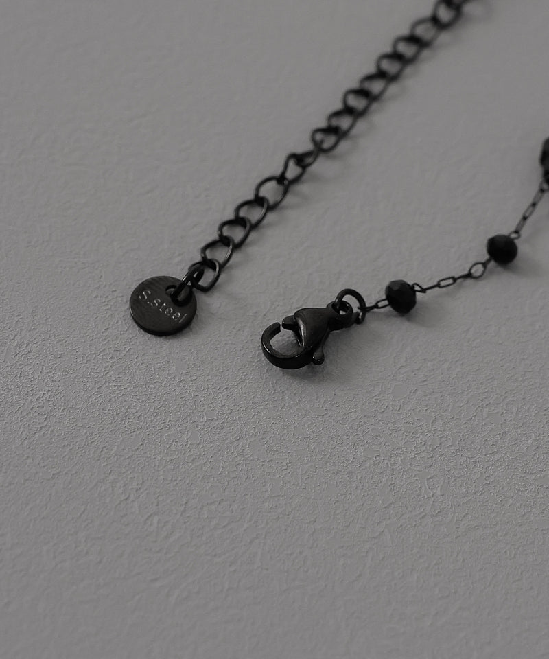 金属アレルギー対応 クローバーモチーフ ブラック アンクレット サージカルステンレス