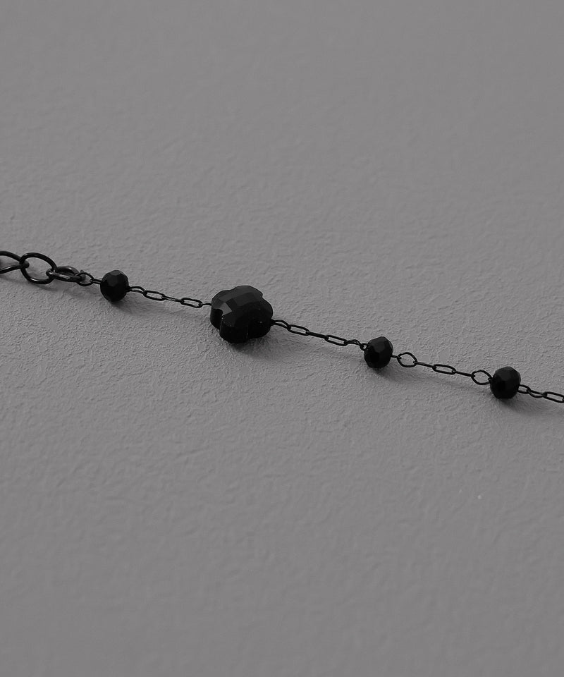 金属アレルギー対応 クローバーモチーフ ブラック ネックレス サージカルステンレス