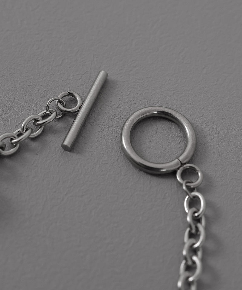 金属アレルギー対応 Fケーブルチェーン パール石モチーフ マンテルブレスレット サージカルステンレス