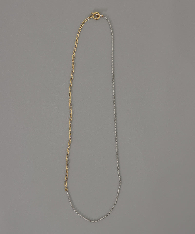 金属アレルギー対応 ニュアンスデザインロングネックレス Fケーブルチェーン ボールチェーン サージカルステンレス