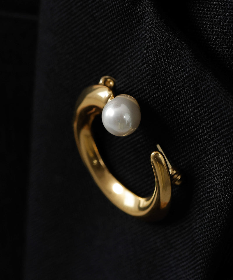 金属アレルギー対応 デザインモチーフパールブローチ サージカルステンレス