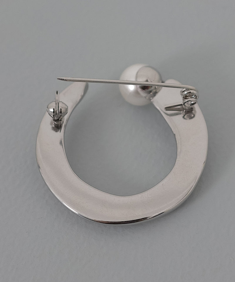 金属アレルギー対応 デザインモチーフパールブローチ サージカルステンレス