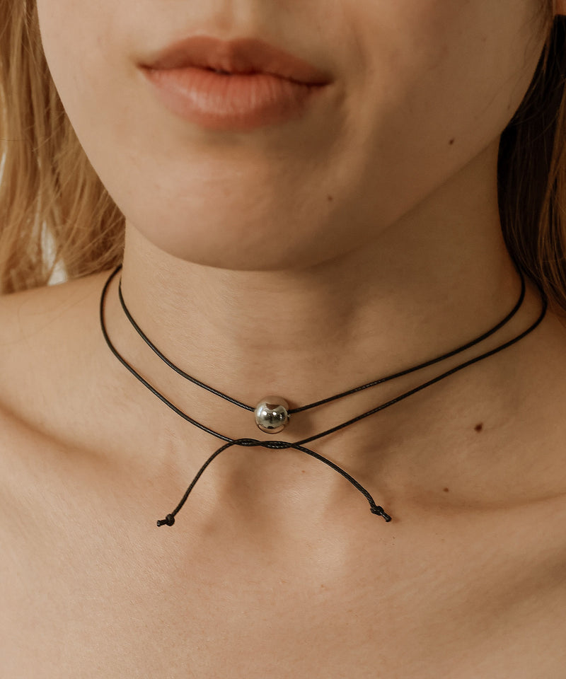 【ORLEAN】 コード紐チョーカー メタル デザイン サージカルステンレス